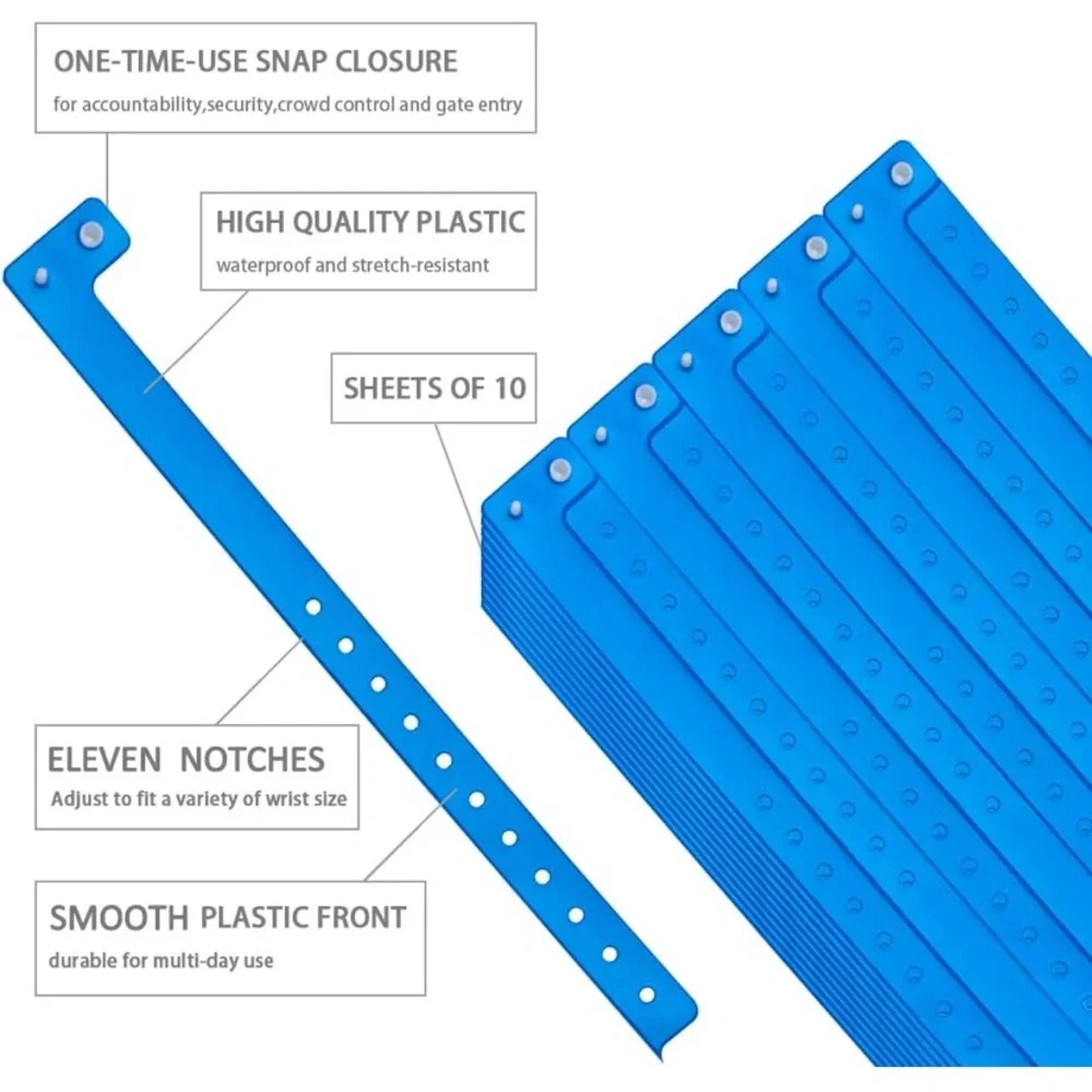 Neon Blue Vinyl Wristbands for Party Events